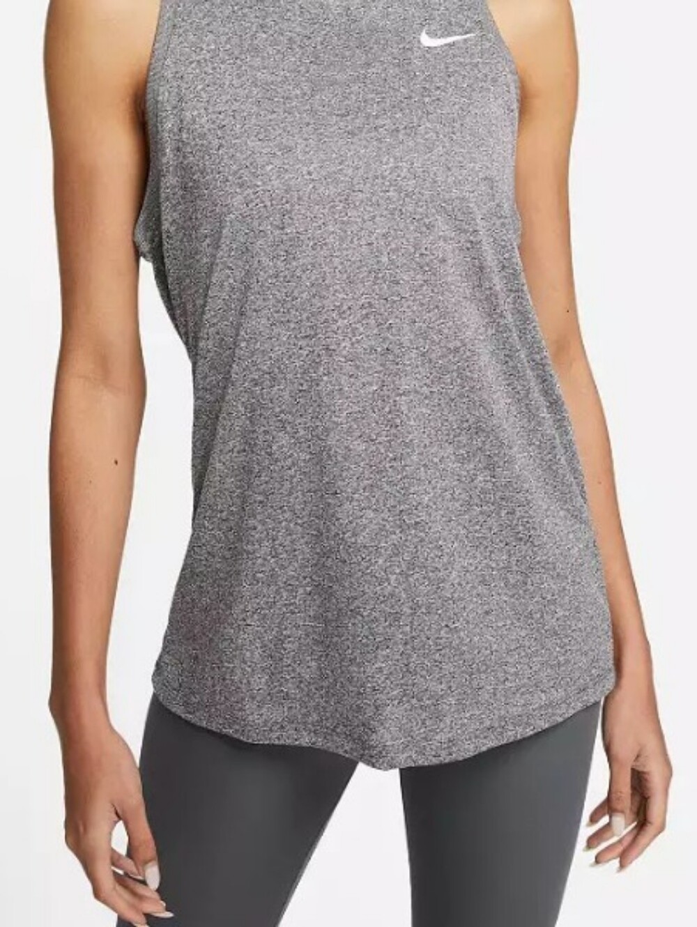 Nike Women's Grey Heather Athletic Tank with White Swoosh